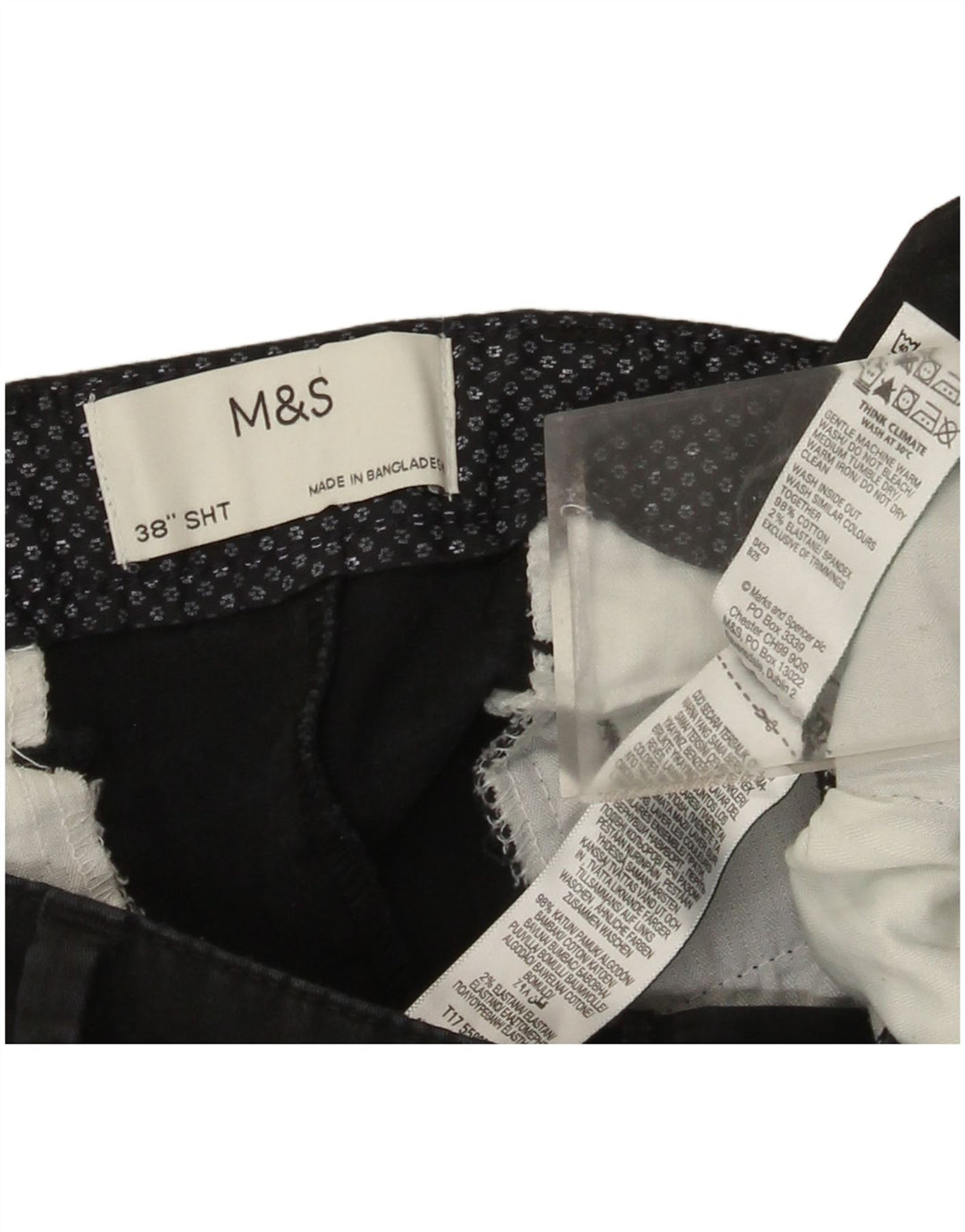 Marks & Spencer Herre Chino Shorts W38 XL Sort Bomuld