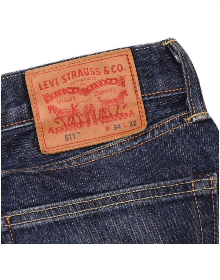 Levi's Herre 511 Slim Jeans W34 L32 Marineblå Bomuld