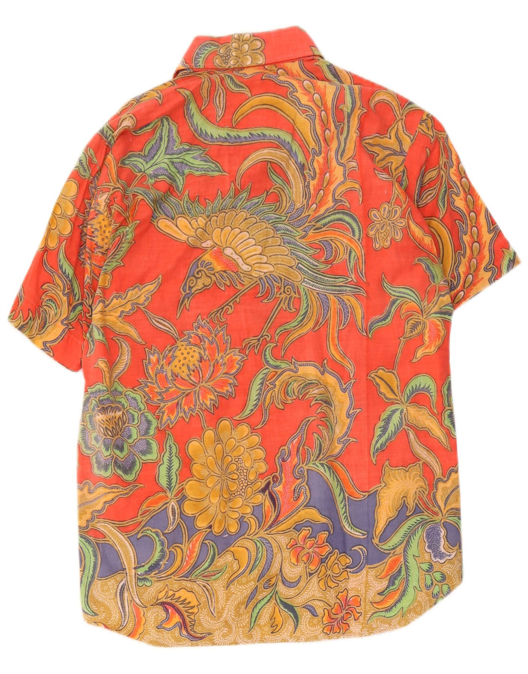 Vintage Kortærmet Herreskjorte Medium Multicolored Floral
