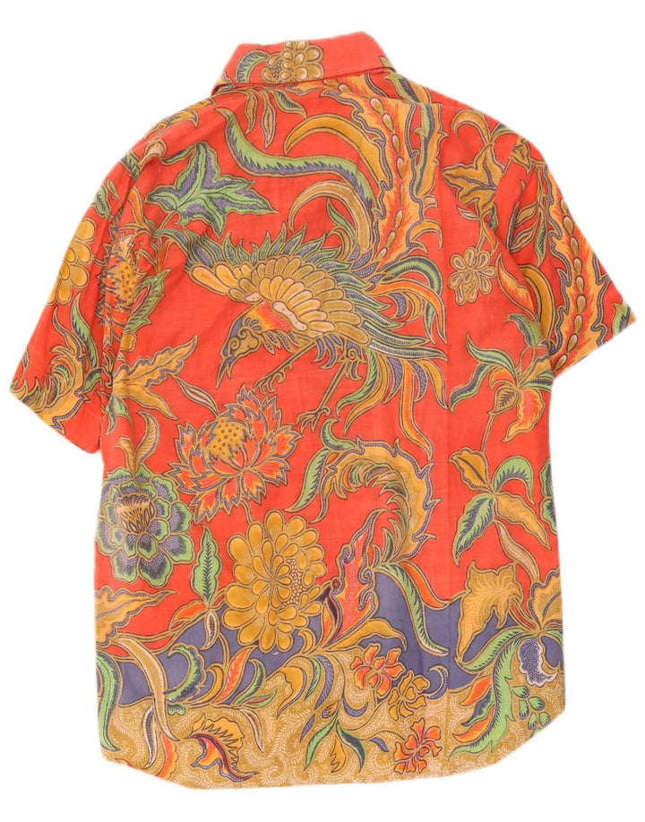 Vintage Kortærmet Herreskjorte Medium Multicolored Floral