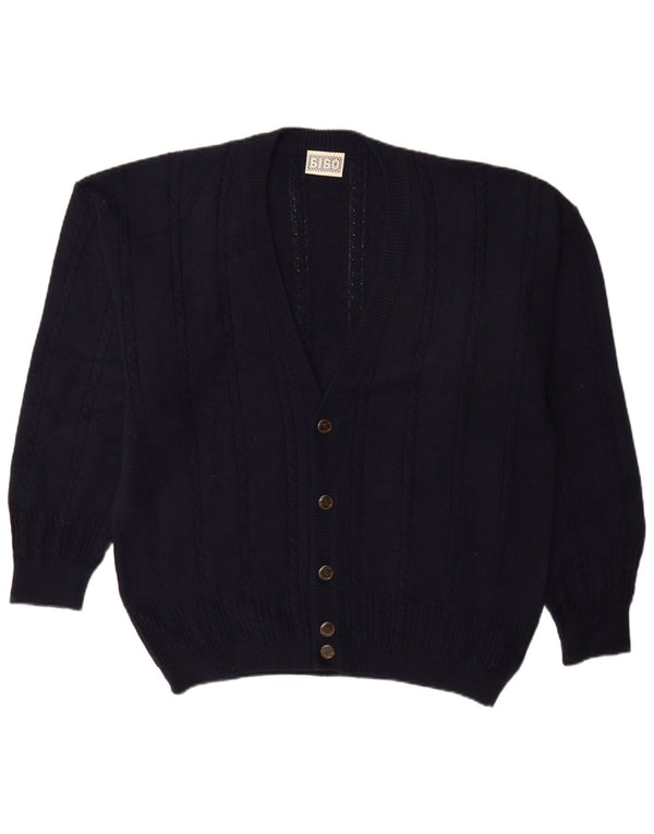 BIBO Herre Cardigan Sweater IT 52 Stor Marineblå Bomuld