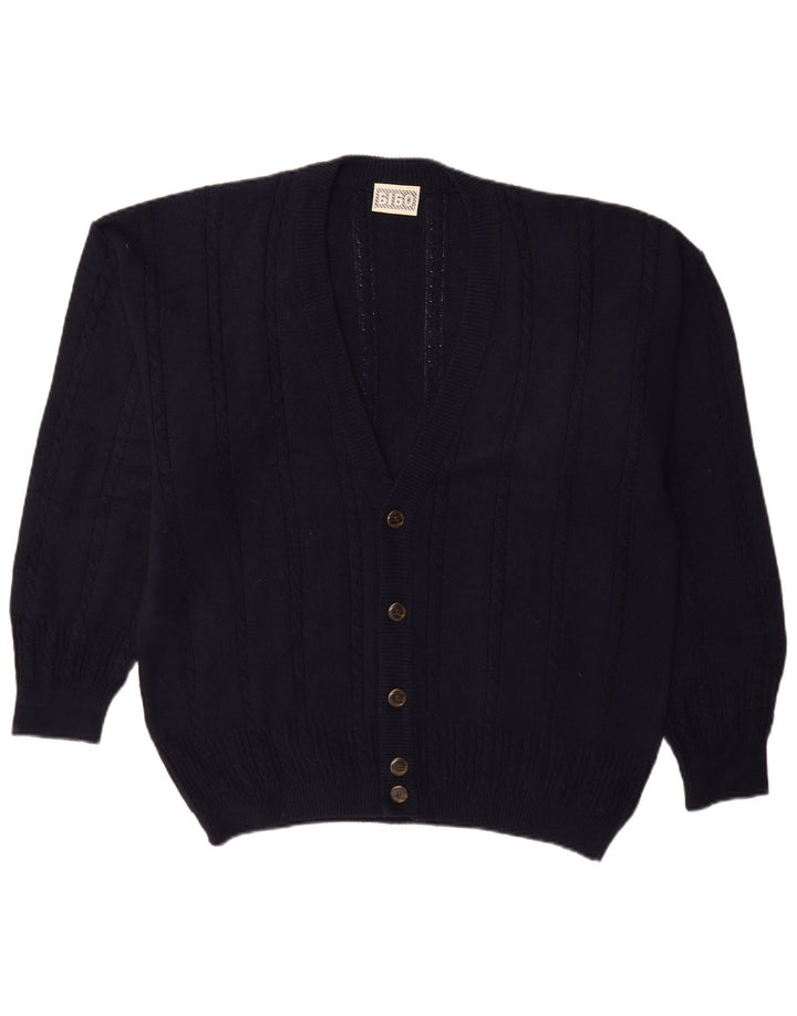BIBO Herre Cardigan Sweater IT 52 Stor Marineblå Bomuld