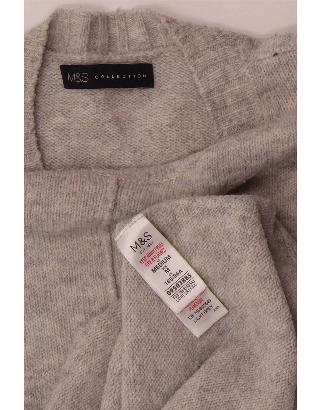 Marks & Spencer Dame sweater med rund hals DK 14 Medium Grå Akryl