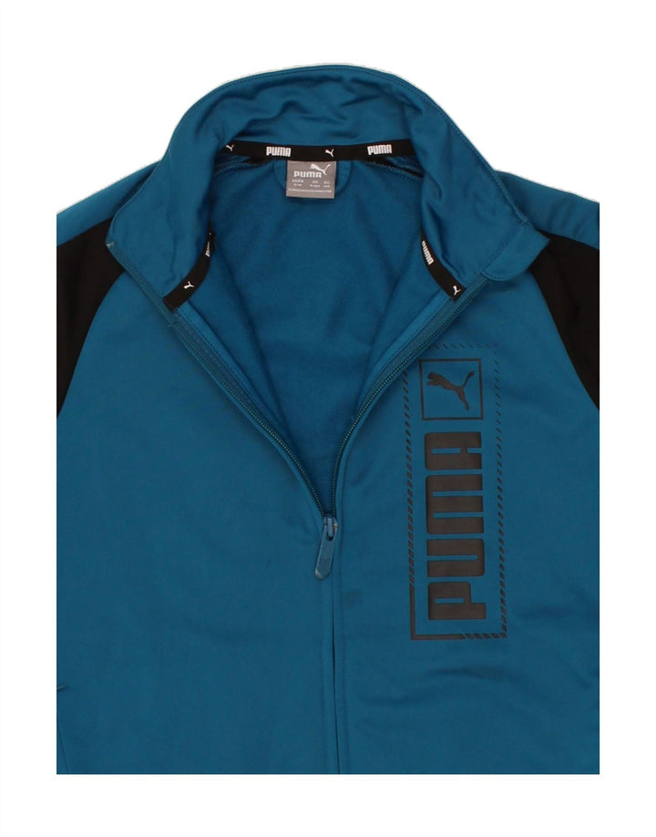 PUMA Boys Graphic Tracksuit Top Jacket 9-10 Years  Blue Colourblock Vintage Puma and Second-Hand Puma from Messina Hembry 