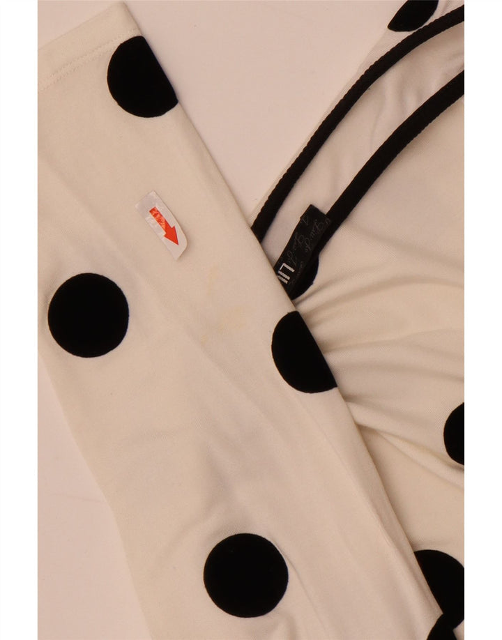 Liu Jo Dame Langærmet One Shoulder Top IT 42 Medium White Polka Dot