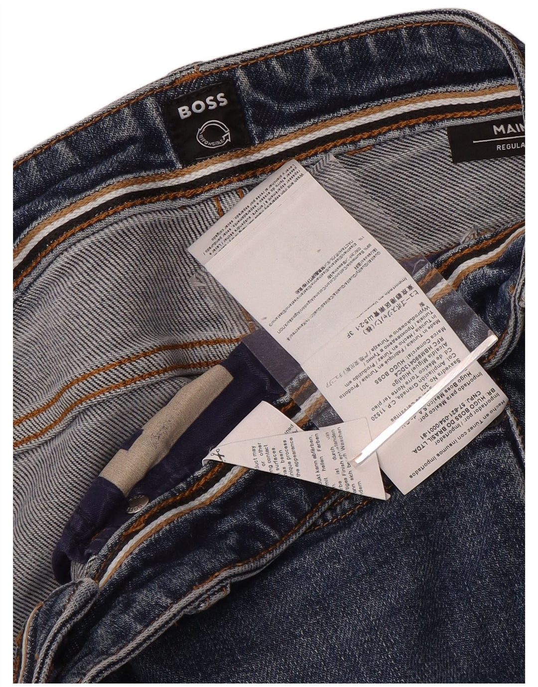 Hugo Boss Herre Regular Straight Jeans W33 L28 Blå Bomuld