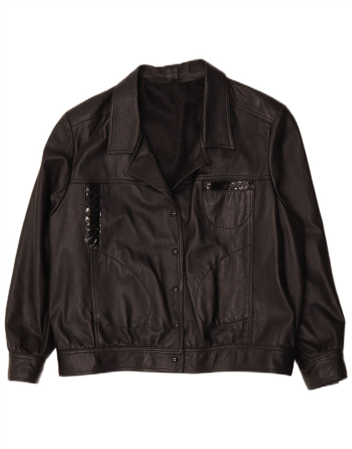 Vintage kvinde bomber læderjakke UK 18 XL Sort
