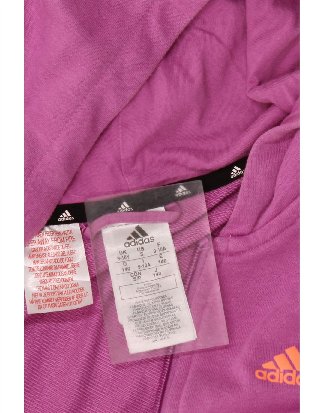 ADIDAS piger grafisk hættetrøje med lynlås 9-10 år Lilla bomuld