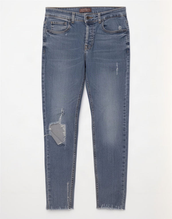 Zara Herre Distressed Skinny Jeans EU 42 Large W32 L28 Blue