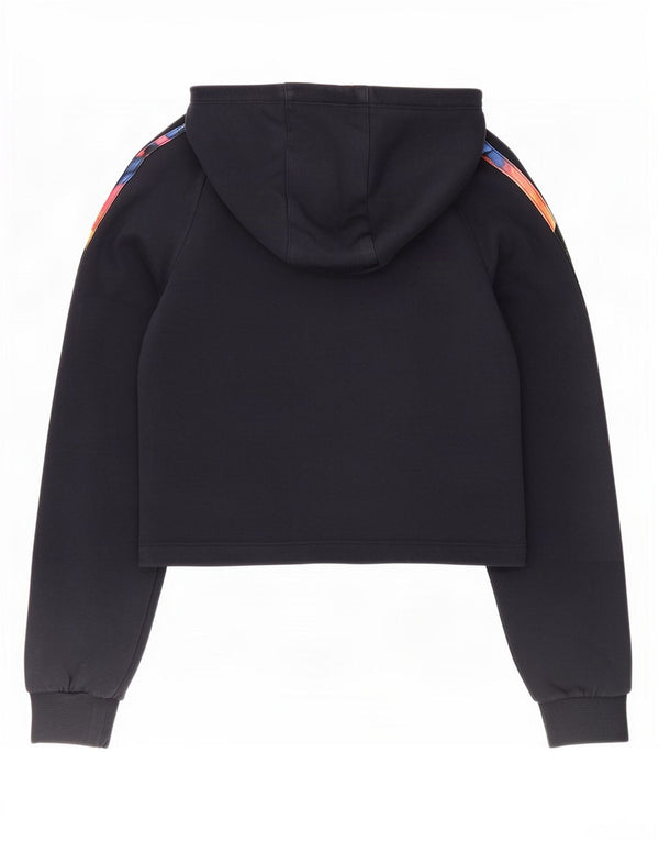 Adidas piger grafisk crop hættetrøje trøje 9-10 år marineblå bomuld