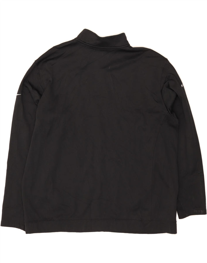 NIKE Mens Therma-Fit Zip Neck Pullover Tracksuit Top 2XL Black Polyester Vintage Nike and Second-Hand Nike from Messina Hembry 