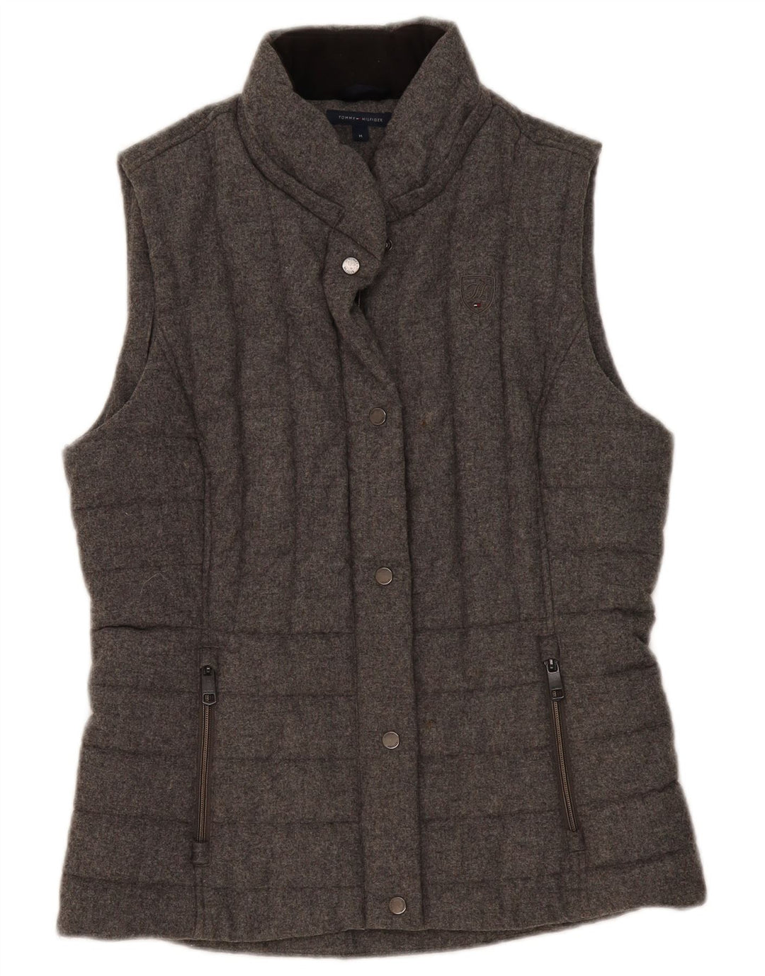 Tommy Hilfiger Dame Polstret Gilet UK 14 Medium Grey Uld