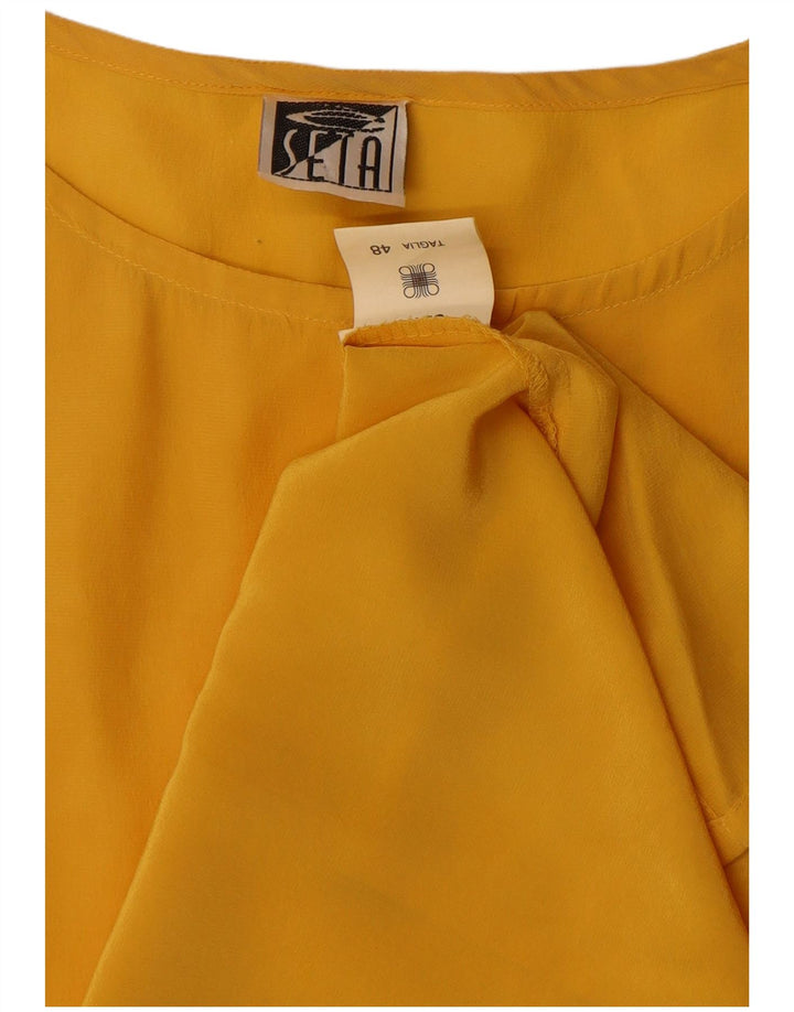 Vintage ærmeløs bluse til kvinder IT 48 XL gul silke