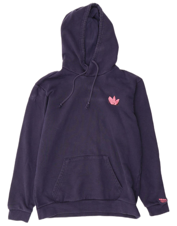 Adidas Mens Graphic Hoodie Jumper Medium Navy Blue Cotton