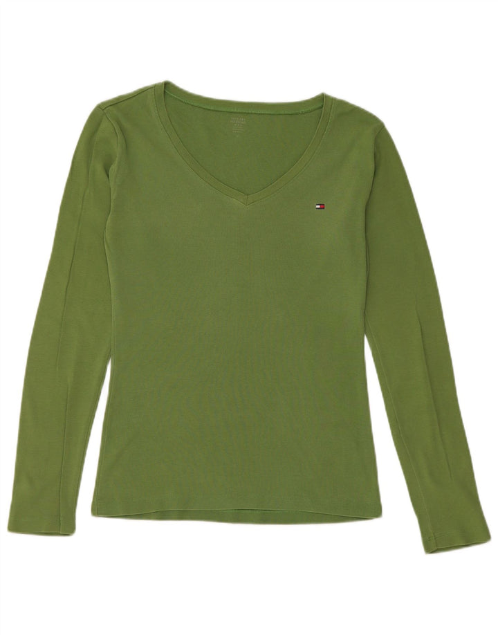 Tommy Hilfiger Dame Top Langærmet UK 12 Medium Grøn Bomuld