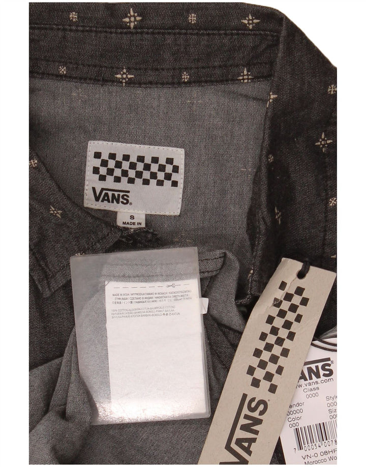 VANS Dame ærmeløs denim skjorte UK 10 Lille grå plettet bomuld