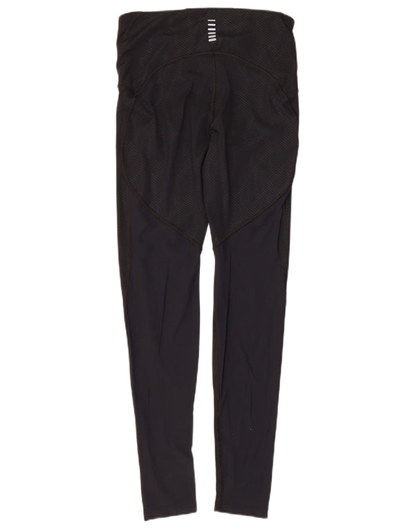 Under Armour Womens Leggings UK 14 Medium Black Striped Nylon