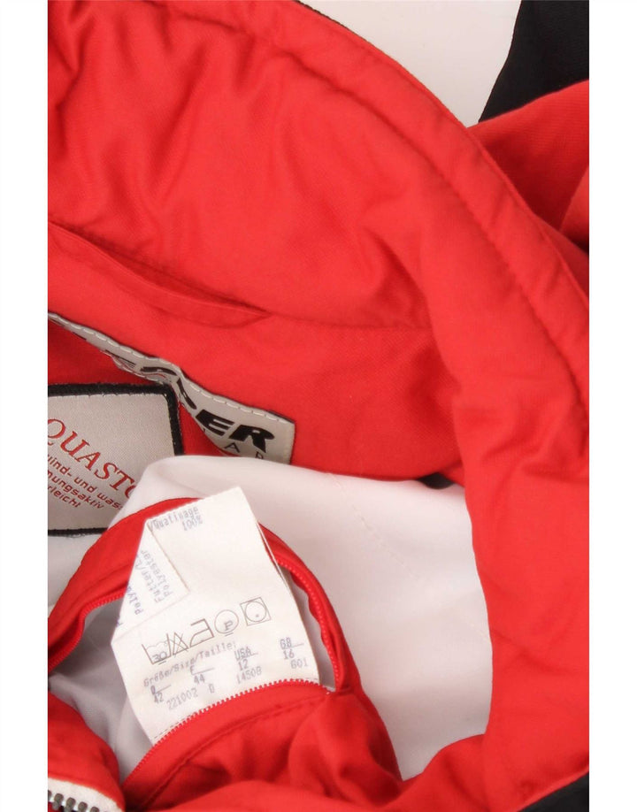 Klepper Dame grafisk hætte skijakke UK 16 Large Red Colourblock