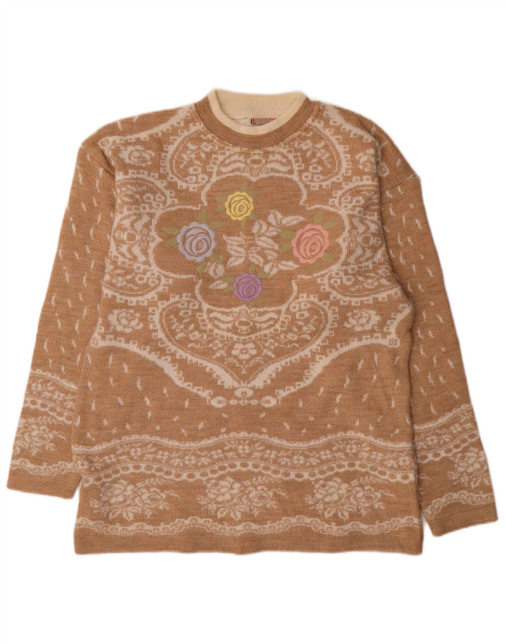 Bernardi Dame Jumper Sweater UK 14 Medium Beige Fair Isle Wool