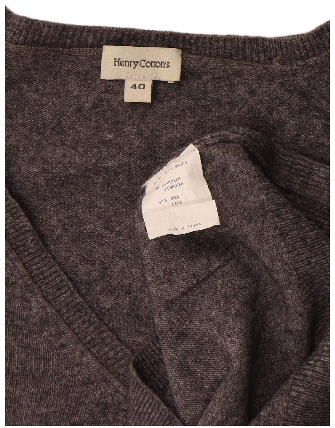 Henry Cottons Dame Kortærmet V-hals Jumper Sweater IT 40 Lille Grå