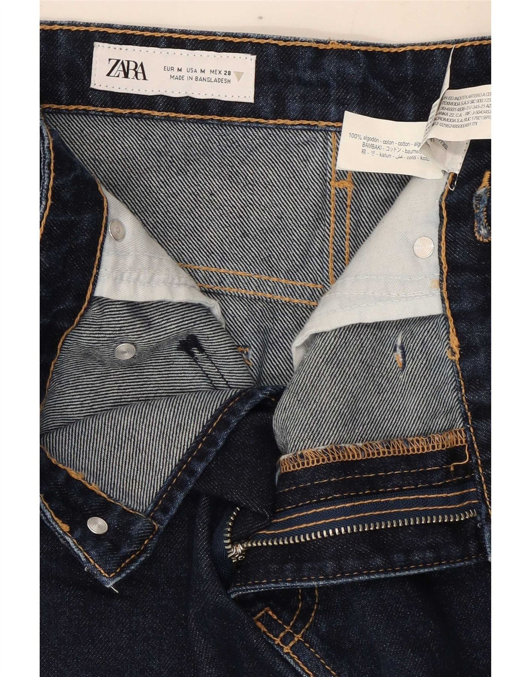 Zara Dame Mini Denim Nederdel Medium W28 Marineblå Bomuld
