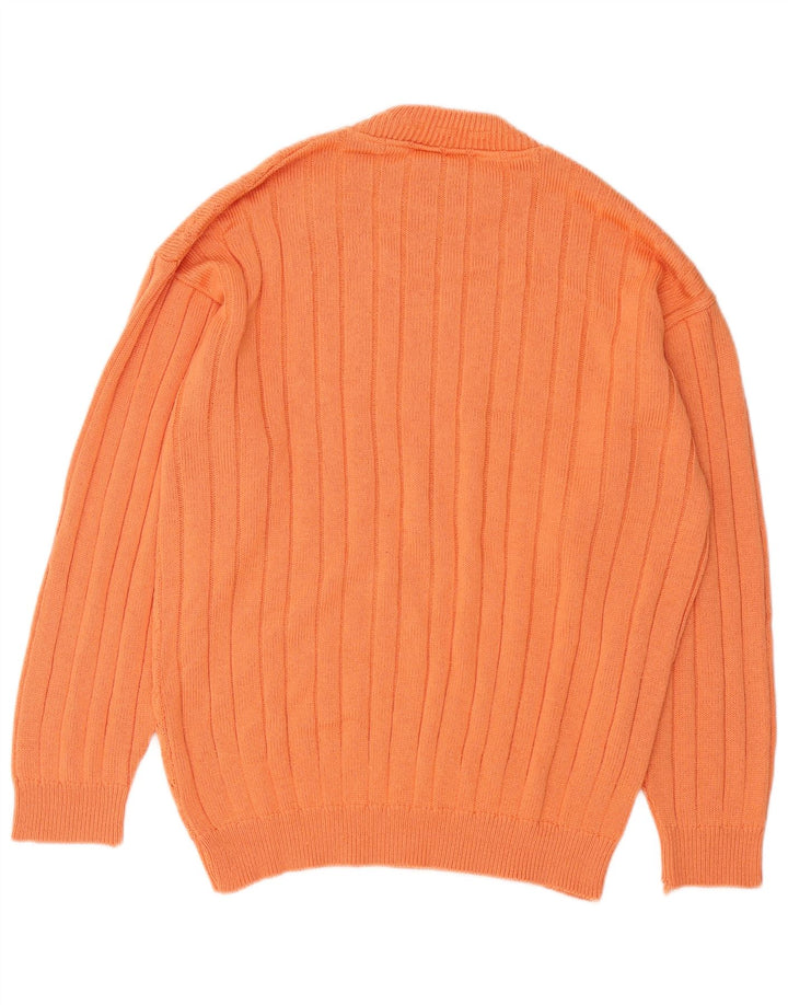 Vintage Herre Turtle Neck Jumper Sweater Medium Orange Bomuld