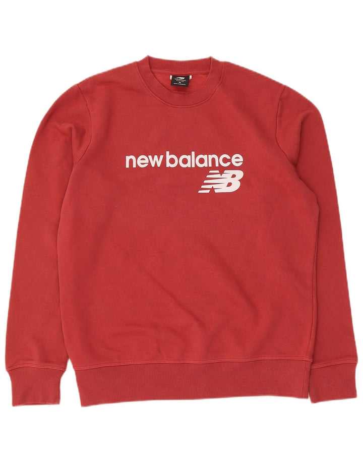 New Balance Dame Grafisk Sweatshirt Jumper UK 14 Medium Rød