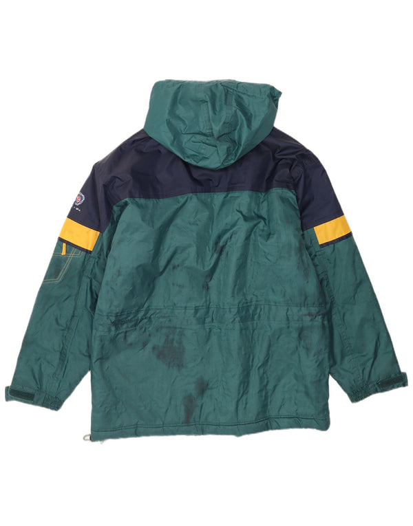 Vintage Regnjakke med hætte til mænd UK 42 XL Grøn Colourblock Nylon