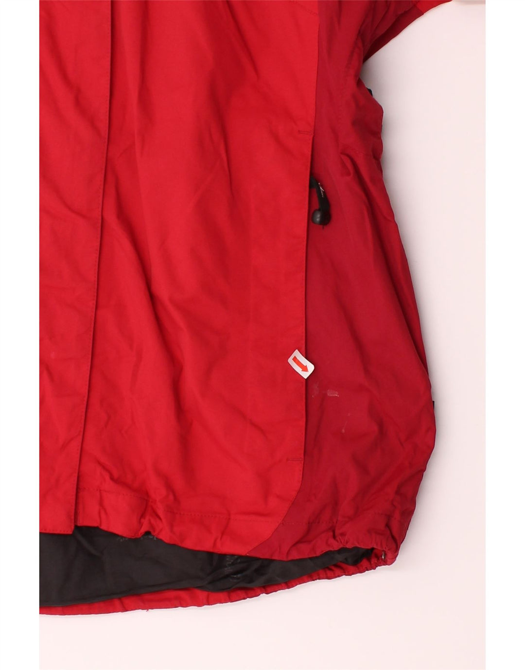 JACK WOLFSKIN Womens Hooded Rain Jacket UK 16 Large Red Colourblock Vintage Jack Wolfskin and Second-Hand Jack Wolfskin from Messina Hembry 