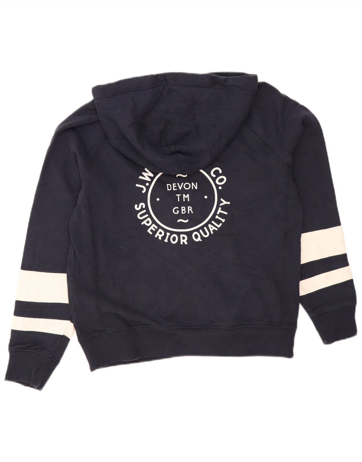 Jack Wills Dame Devon Graphic Hoodie Jumper UK 10 Small Navy Blue