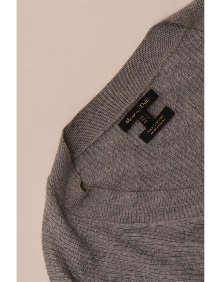 Massimo Dutti Dame Top Langærmet UK 14 Stor Grå Silke