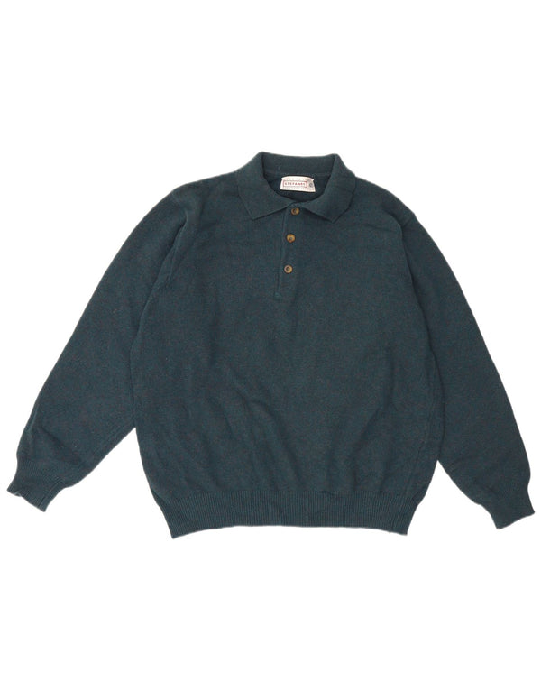Stefanel Herre Polo Neck Jumper Sweater Stor Grøn Uld