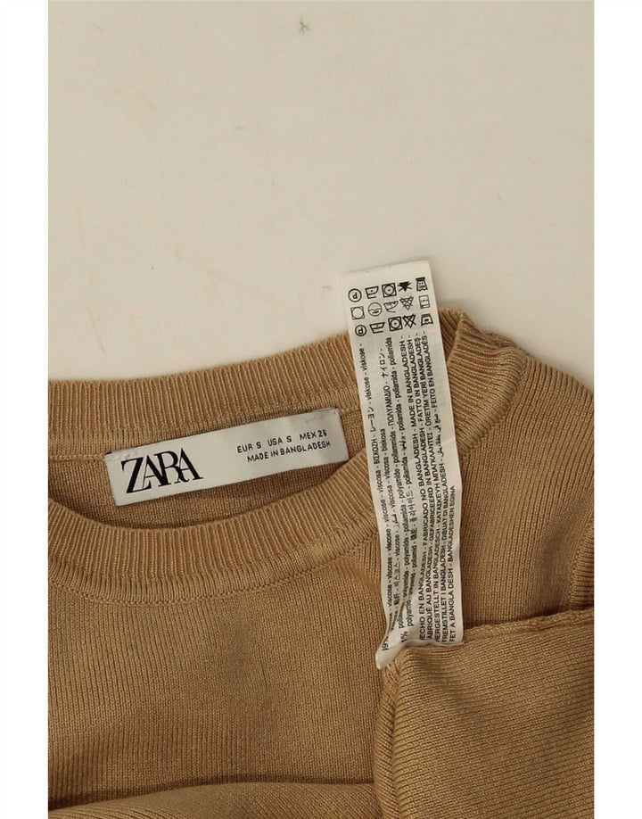 Zara Womens Crop Vest Top UK 8 Small Brown Viscose