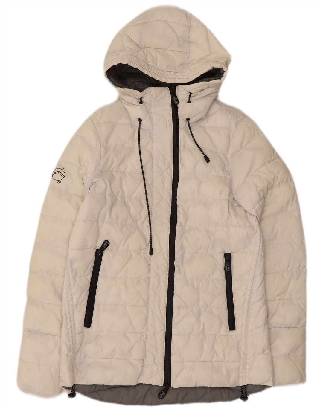 Superdry Polstret hættejakke til kvinder UK 8 Lille hvid nylon