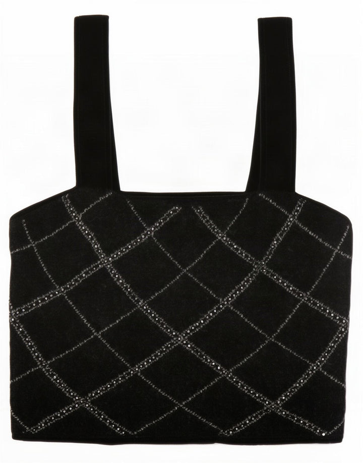 Liu Jo Womens Crop Top UK 8 Lille sort geometrisk polyamid