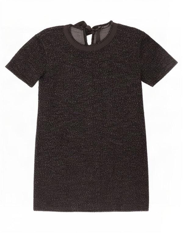 Zara Womens Basic Dress UK 14 Medium Black Flecked Bomuld