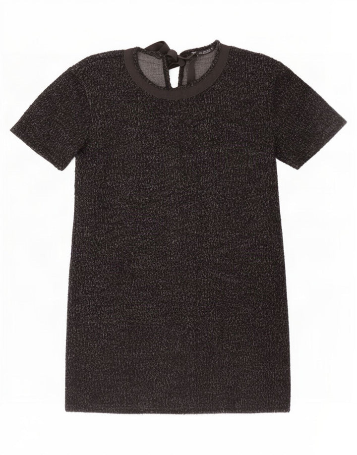 Zara Womens Basic Dress UK 14 Medium Black Flecked Bomuld
