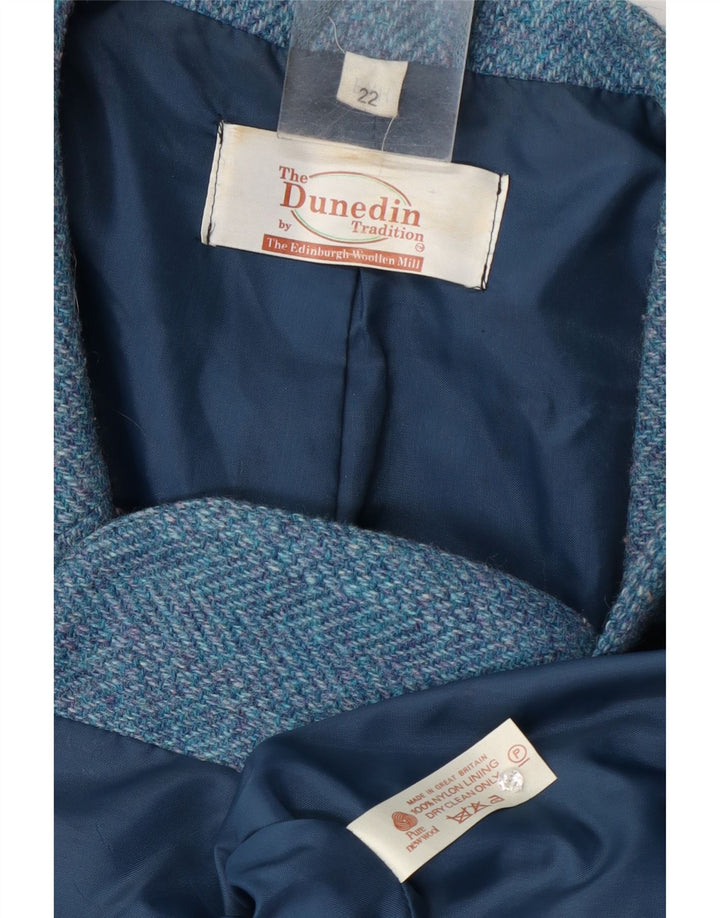 Dunedin Dame 2 Button Blazer Jacket UK 22 3XL Blå Sildebensuld