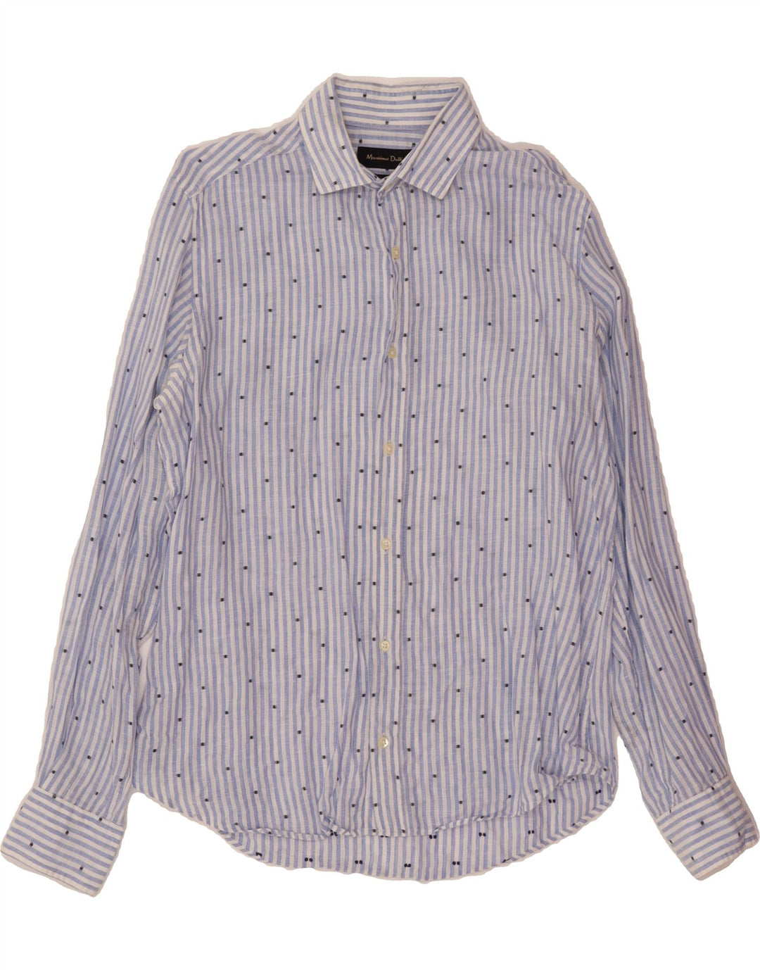 MASSIMO DUTTI Mens Shirt Medium Blue Pinstripe Vintage Massimo Dutti and Second-Hand Massimo Dutti from Messina Hembry 