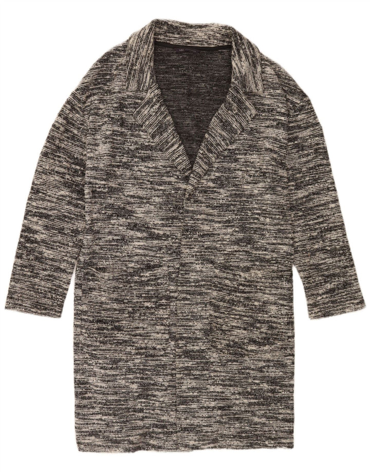 Marks & Spencer Womens Longline Cardigan Sweater UK 12 Medium Grey Flecked