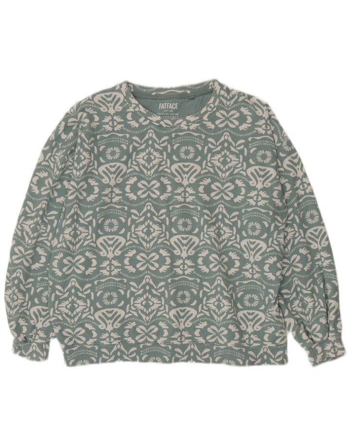 FAT FACE Dame Oversized Sweatshirt Jumper UK 14 Large Blue Paisley