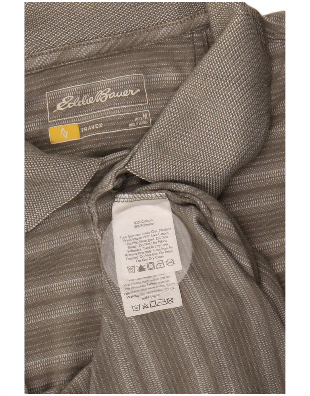 EDDIE BAUER Poloshirt til mænd mellemgrå stribet bomuld