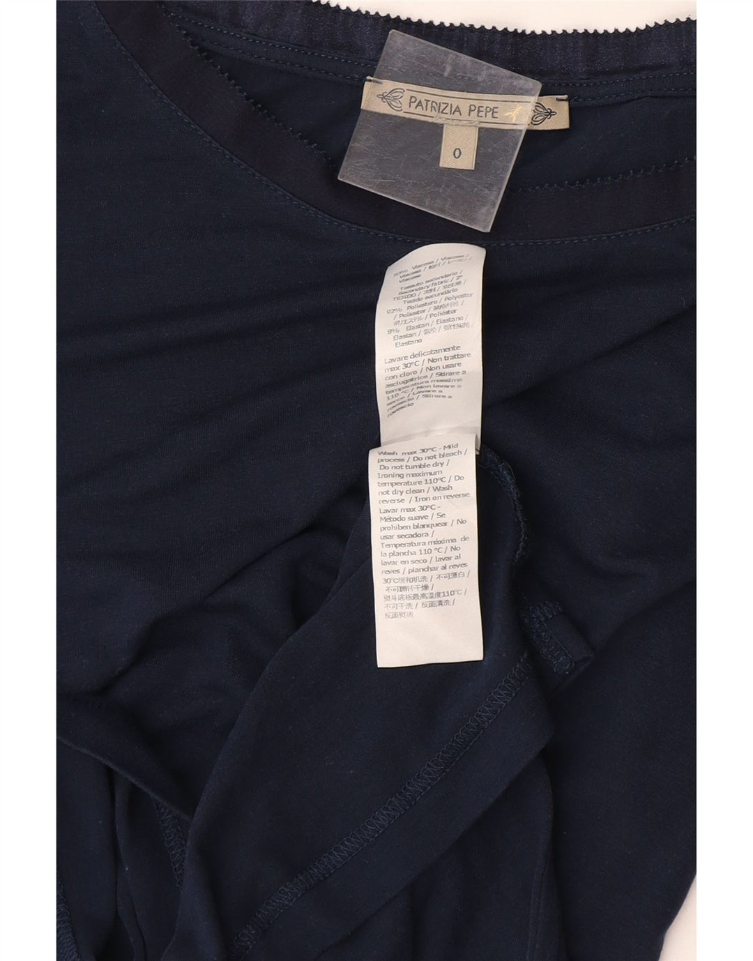 PATRIZIA PEPE Dame Oversized T-Shirt Top US 0 XS Marineblå Viscose