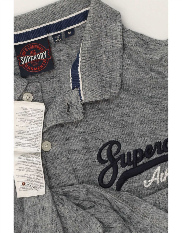 Superdry grafisk poloshirt til mænd, mellemgrå flækket bomuld