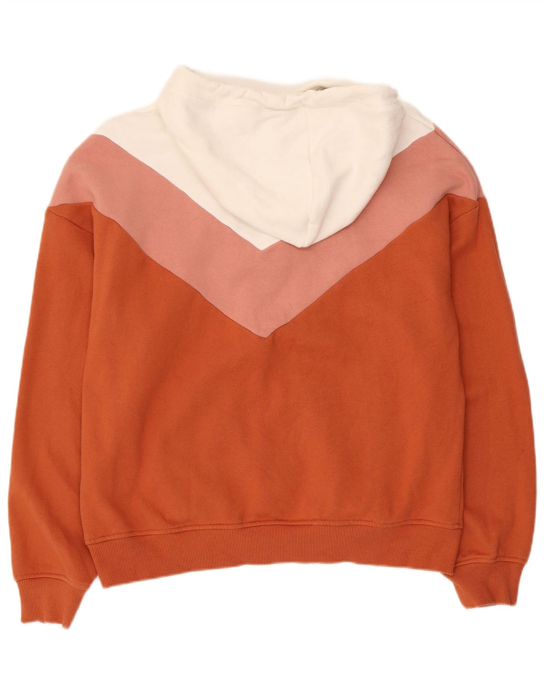 Roxy Dame Button Neck Hoodie Jumper UK 14 Medium Orange Colourblock