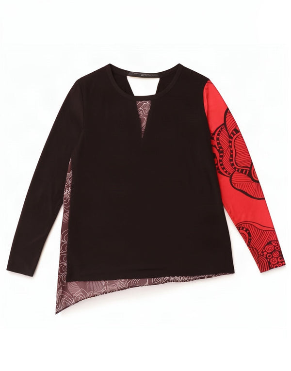 Desigual Dame Grafisk Top Langærmet UK 14 Medium Multicolored Floral