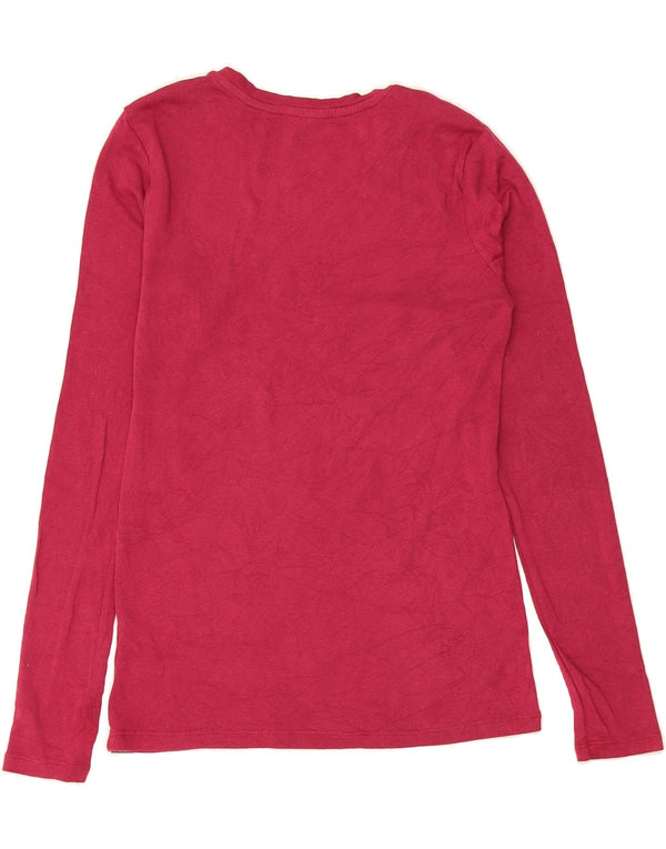 EDDIE BAUER Womens Top Long Sleeve UK 8 Small Pink Cotton