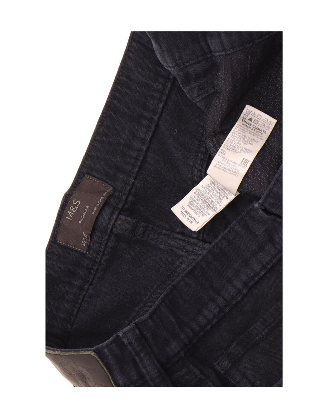 Marks & Spencer Herre Regular Casual Bukser W36 L29 Marineblå Bomuld