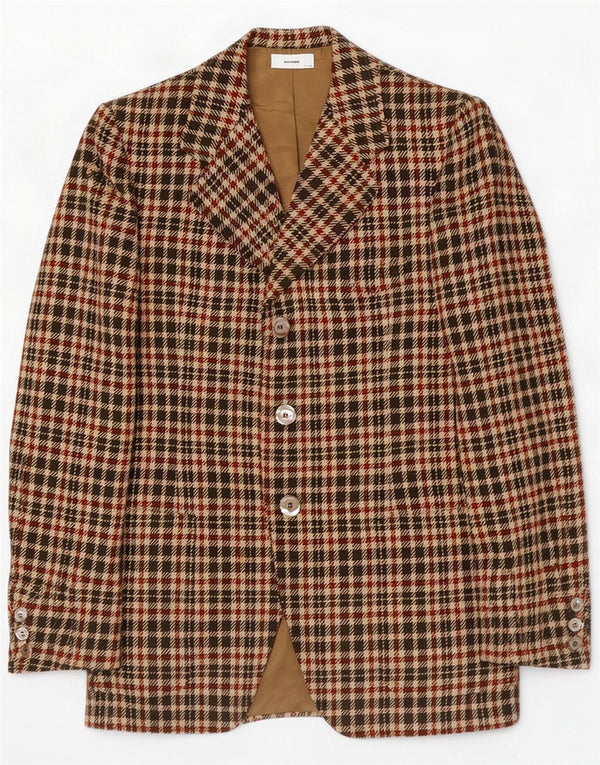 Lubiam Mens 3 Button Blazer Jacket UK 36 Small Brown Check