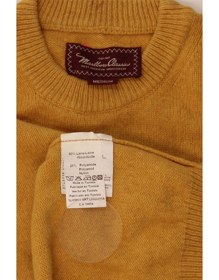 MARLBORO CLASSICS Herre sweater med rund hals, medium gul uld
